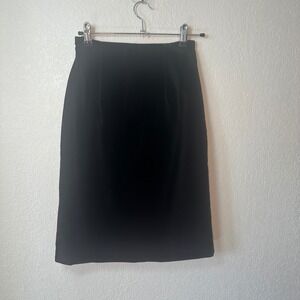 Laura Ashley Vintage Black Velvet Midi Skirt Classic Career Cocktail NWT‎